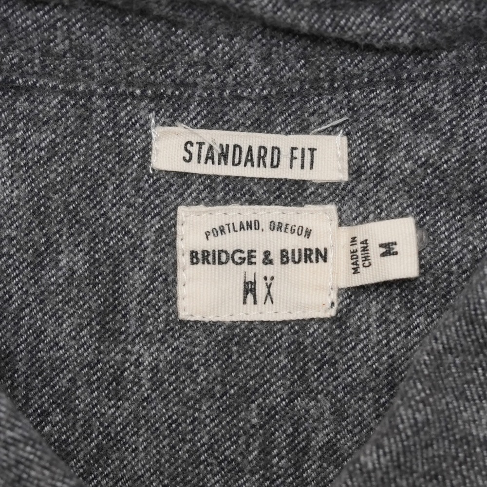 Bridge & Burn Mens Medium Gray Flannel Work Shirt PNW Portland Style - Picture 6 of 13